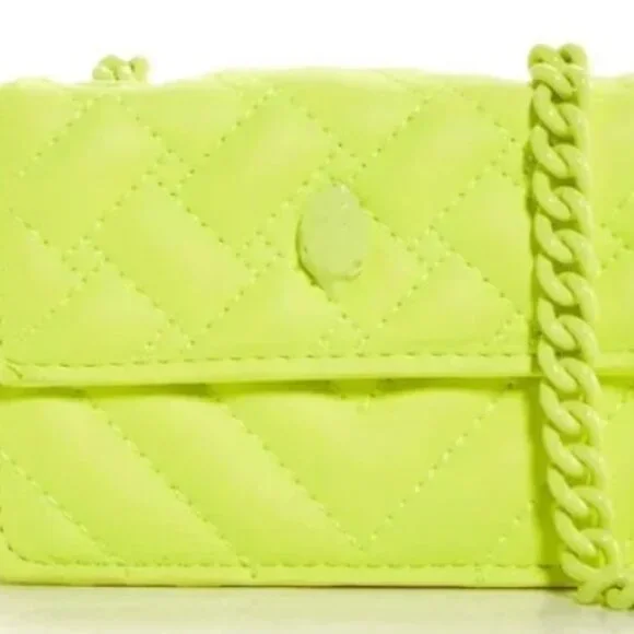 KURT GEIGER LONDON Micro Kensington Neon Yellow Leather Crossbody - Picture 6 of 7